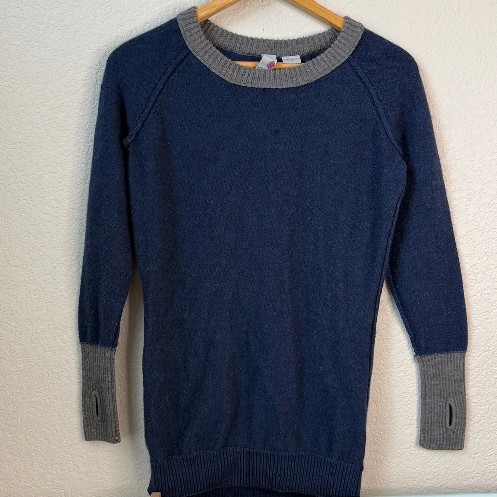 Stio Crew Neck Sweater Merino Wool Blue and Gray size Medium - Picture 10 of 14